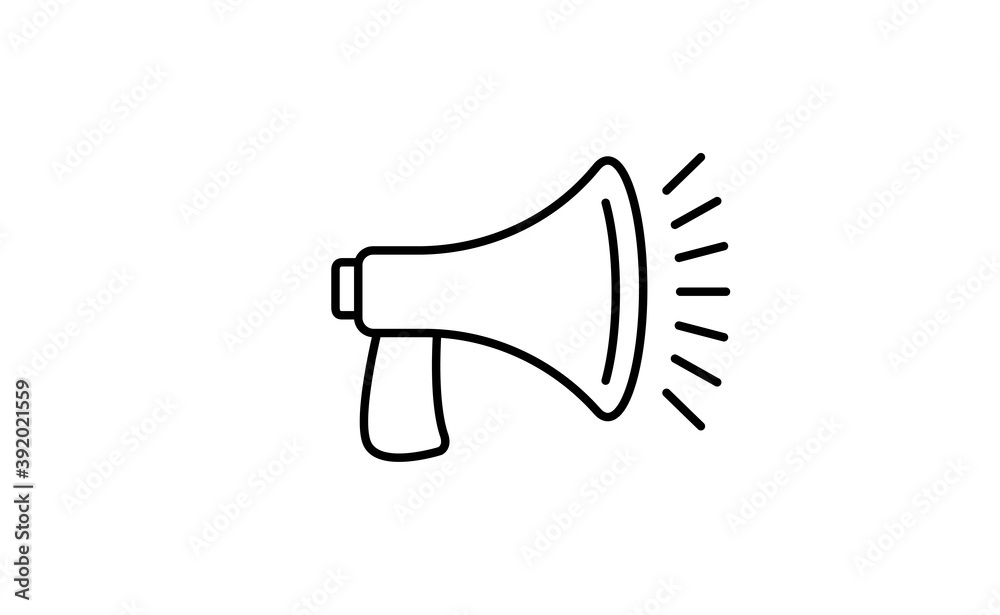 Megaphone linear icon, vector design with editable stroke. Loudspeaker, bullhorn symbol.