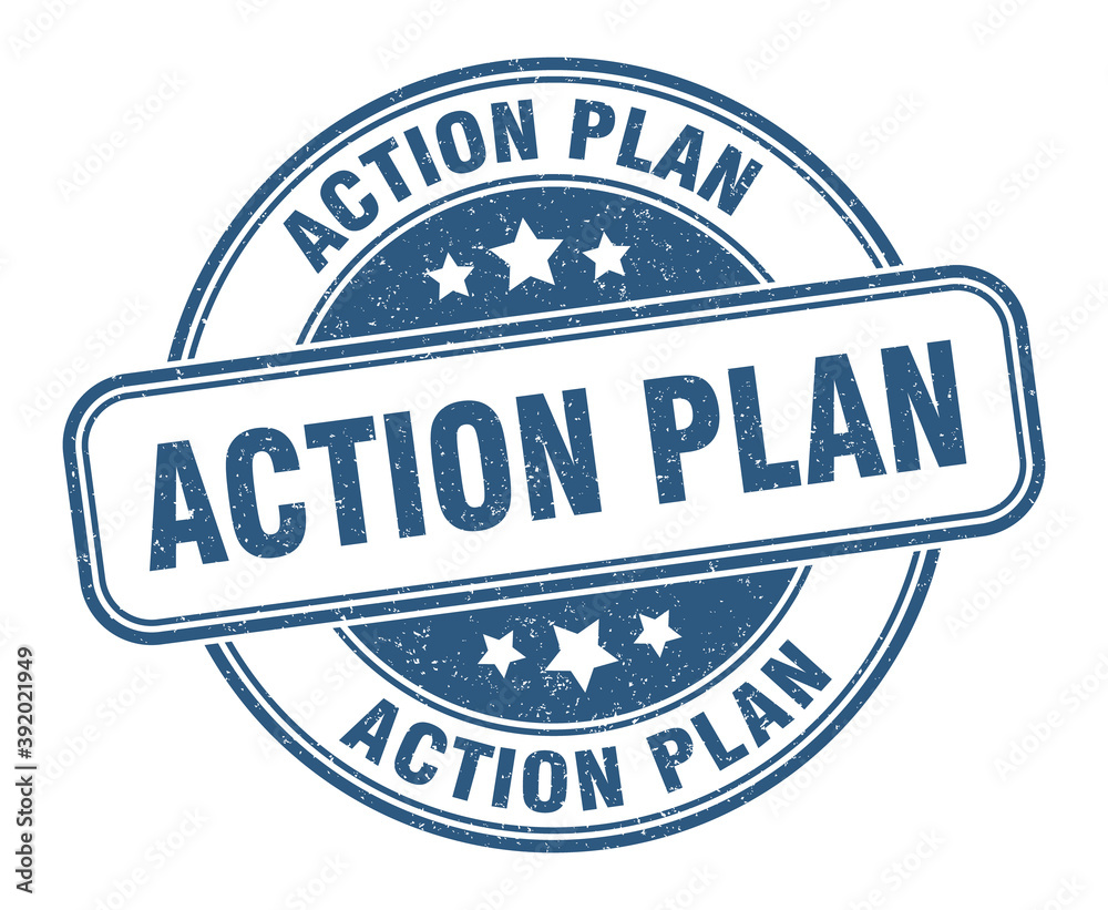 Fototapeta premium action plan stamp. action plan label. round grunge sign