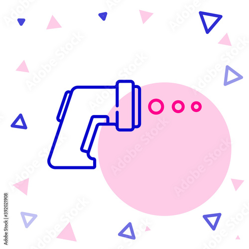 Line Digital contactless thermometer with infrared light icon isolated on white background. Colorful outline concept. Vector.