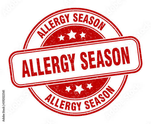 allergy season stamp. allergy season label. round grunge sign