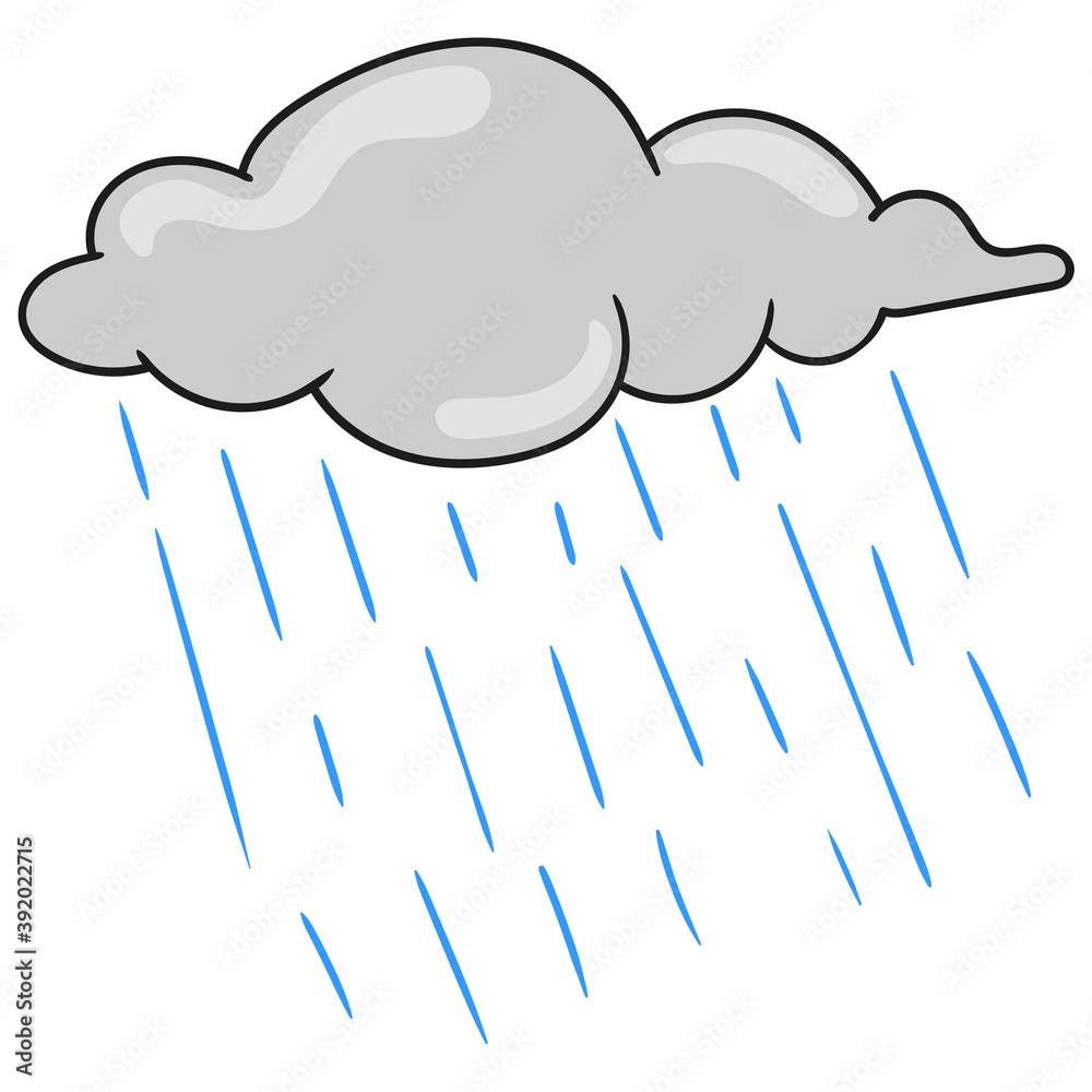cloudy cloud pouring rain. vector illustration of cartoon character ...
