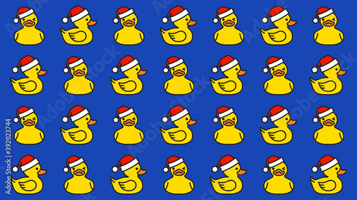 Pattern Yellow rubber duck in santa hat