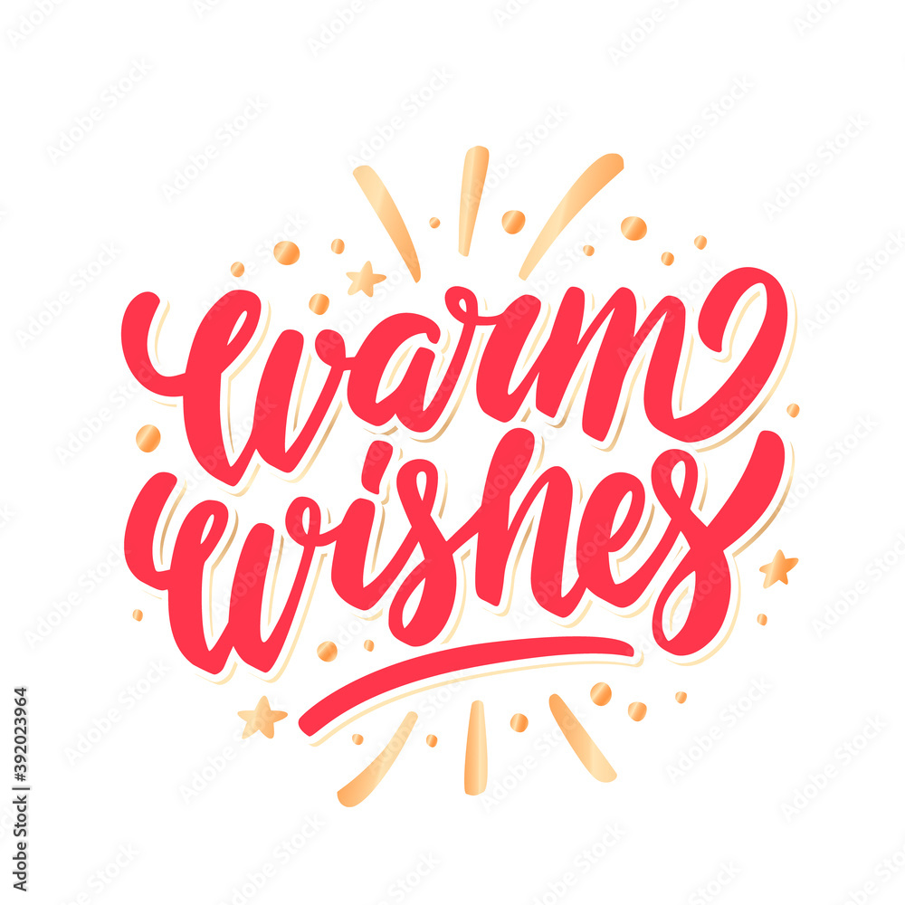 Warm wishes. Merry Christmas vector lettering greeting card.
