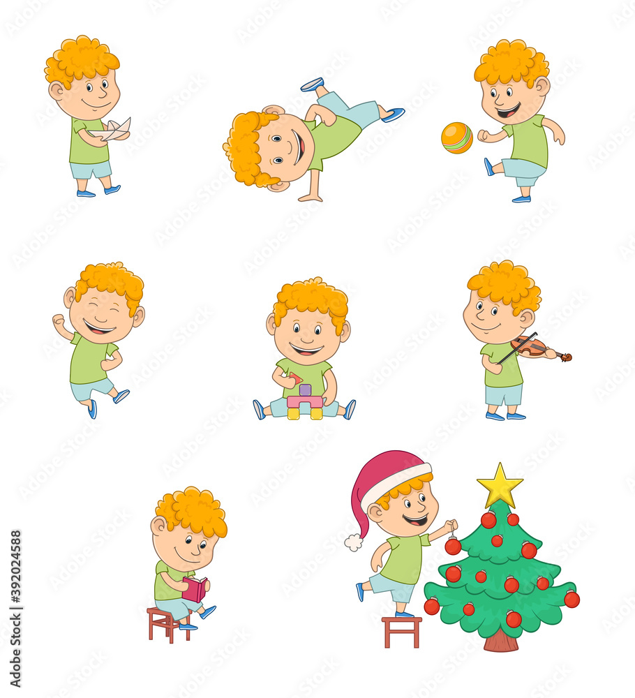 set with children, boys play and develop. cartoon kids. isolated on white background vector illustration set with children, boys play and develop. cartoon kids. isolated on white background vector illustration