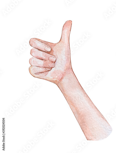 thumbs up watercolor art isolated photo