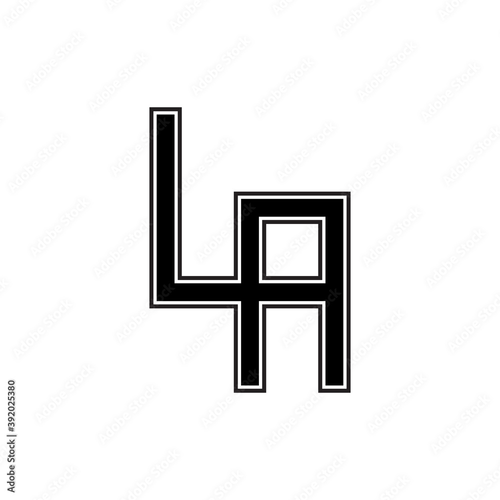 Black and white letter LA initial logo icon