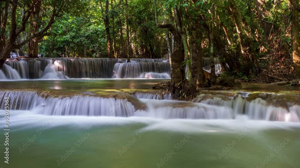 4K Time Lapse of amazing waterfalls in nature in tropical forest, rainy season at Huay Mae Khamin Waterfall National Park, Kanchanaburi Province, Thailand.
Dolly Shot