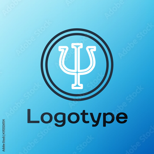 Line Psychology icon isolated on blue background. Psi symbol. Mental health concept, psychoanalysis analysis and psychotherapy. Colorful outline concept. Vector.