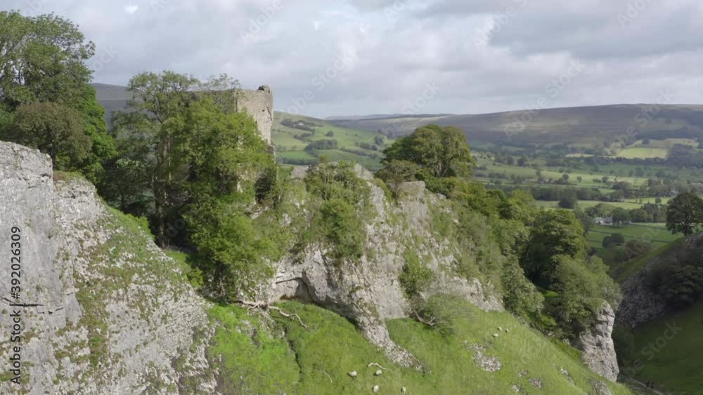 Drone Shot Rising Above Peveril Castle 02 Drone Shot Rising Above Peveril Castle 02