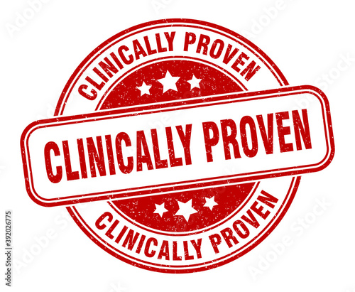 clinically proven stamp. clinically proven label. round grunge sign photo