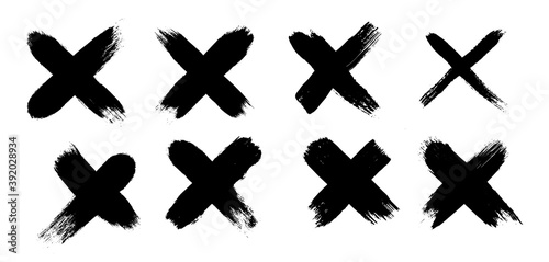 Collection of 25 hand painted X marks. Vector illustration