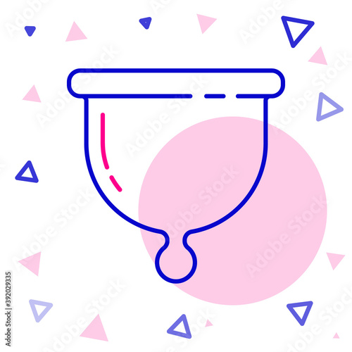 Line Menstrual cup icon isolated on white background. Feminine hygiene. Protection for woman in critical days. Colorful outline concept. Vector.