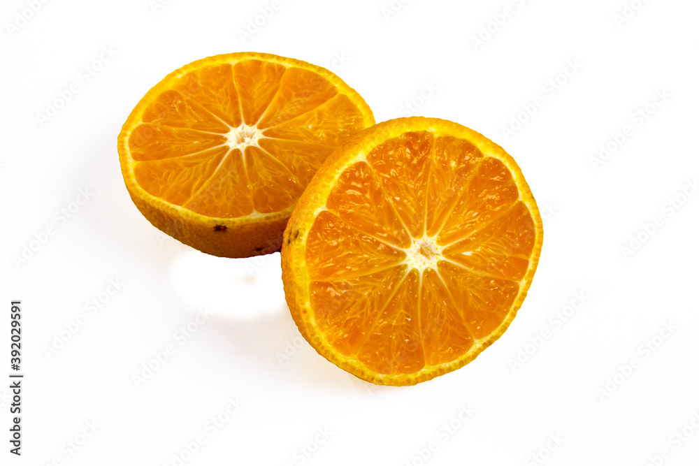 Sliced orange. Orange slices on a white background. Sliced orange. Orange slices on a white background.