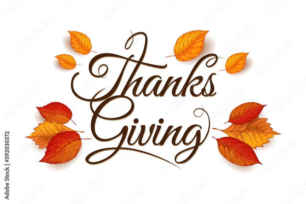 happy Thanks giving with leave decoration template