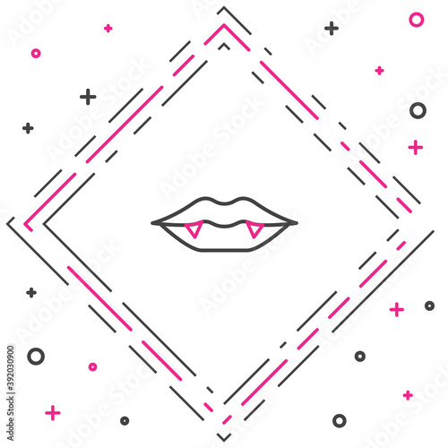 Line Vampire teeth icon isolated on white background. Happy Halloween party. Colorful outline concept. Vector.