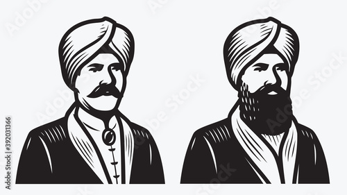 Photo Man in turban symbol. Vector illustration