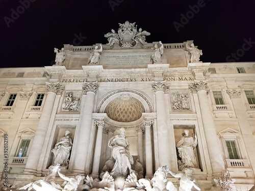 Trevi fountain and palace in the night