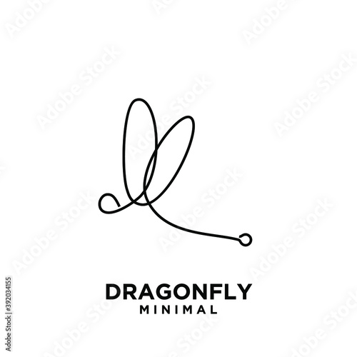 simple luxury beautiful dragonfly line logo icon design illustration flat design isolated background