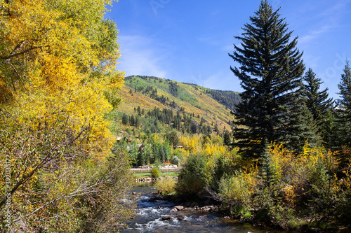 Colorado landscape and mountains with golden colors