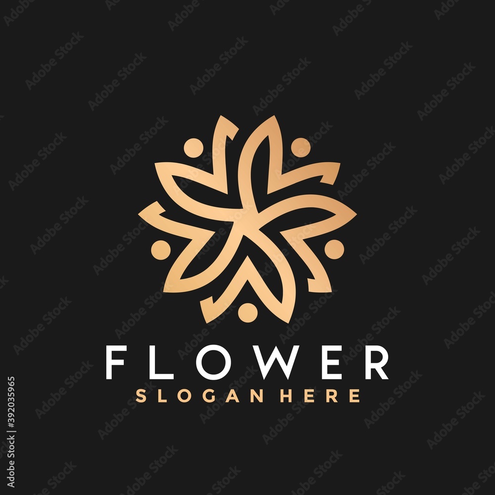 Gold Flower Creative logo Design vector illustration