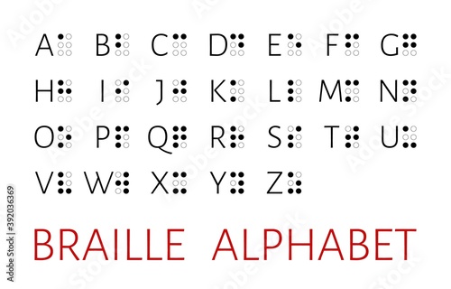 Braille alphabet letters english version vector illustration