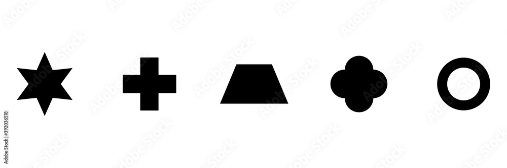 Geometric shape icon set. Black silhouette collection basic figures isolated on white Geometric shape icon set. Black silhouette collection basic figures isolated on white