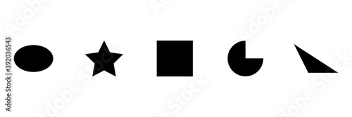 Geometric shape icon set. Black silhouette collection basic figures isolated on white