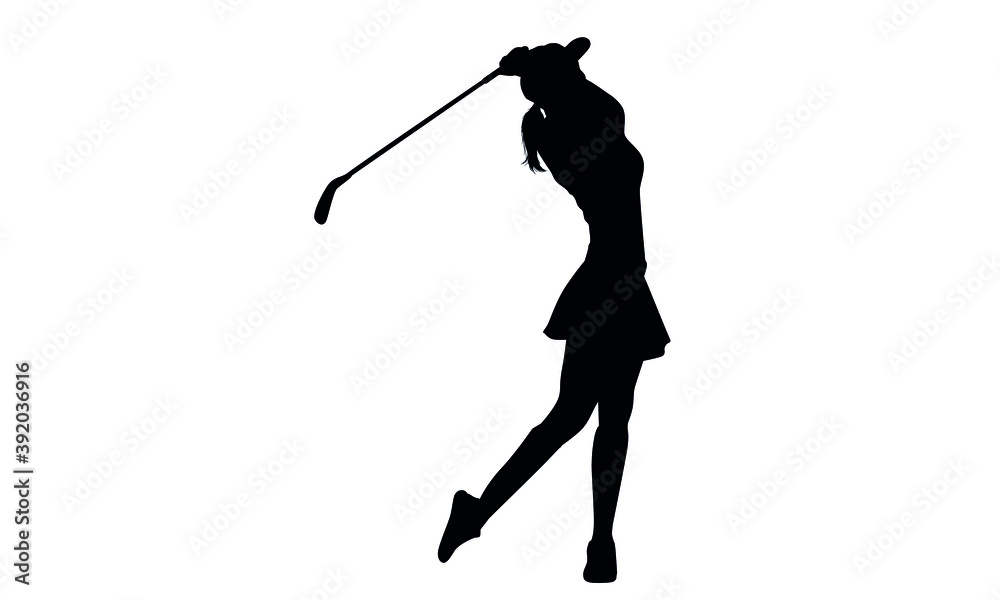 Silhouette Set Of Female Golf Player Stock Vector | Adobe Stock