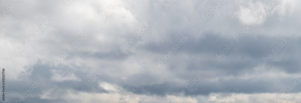 Cloudy sky with gray clouds, sky panorama