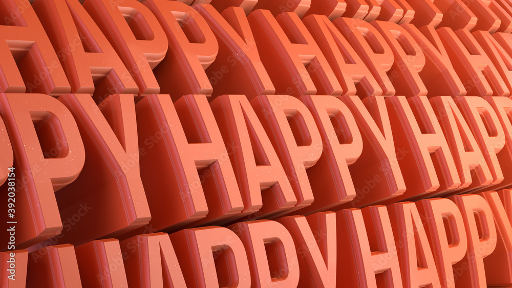 .3d extruded bended text . Bright vibrant color. Repeat of word happy. .3d extruded bended text . Bright vibrant color. Repeat of word happy.