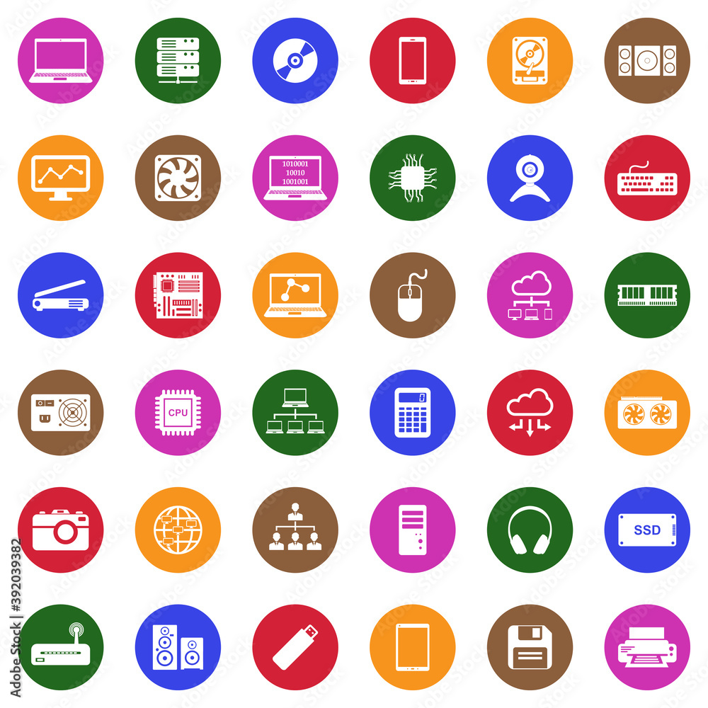 IT Icons. White Flat Design In Circle. Vector Illustration. IT Icons. White Flat Design In Circle. Vector Illustration.