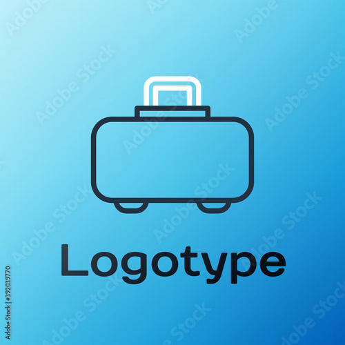 Line Weapon case for storing and transporting weapons icon isolated on blue background. Colorful outline concept. Vector.