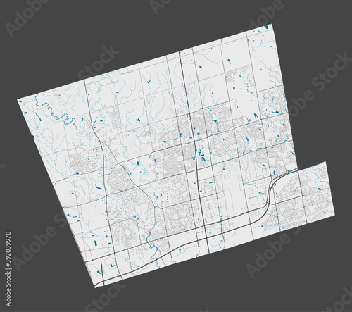 Detailed map of Vaughan city, Cityscape. Royalty free vector illustration.