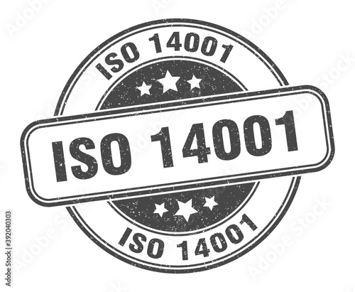 iso 14001 stamp. iso 14001 label. round grunge sign