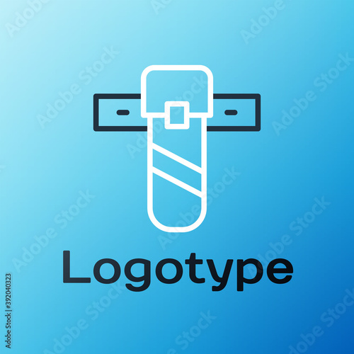 Line Knife holster icon isolated on blue background. Colorful outline concept. Vector.