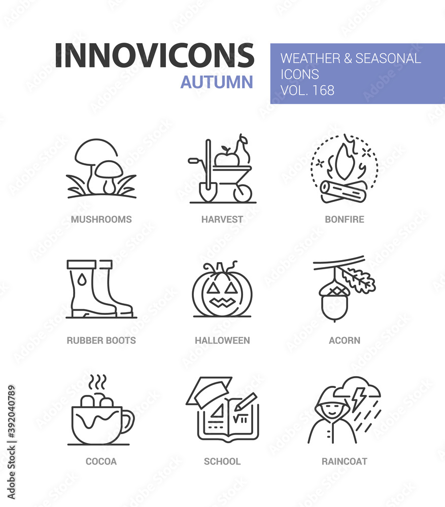 Autumn - modern line design style icons set