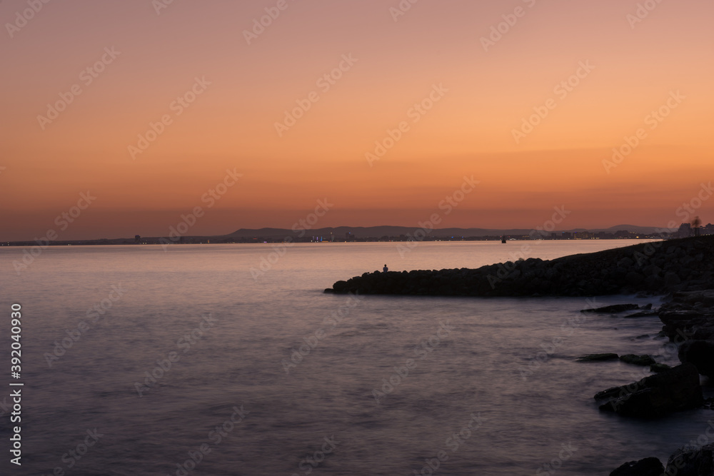 Meditation atmosphere at sunset over the Black Sea in Bulgaria Meditation atmosphere at sunset over the Black Sea in Bulgaria