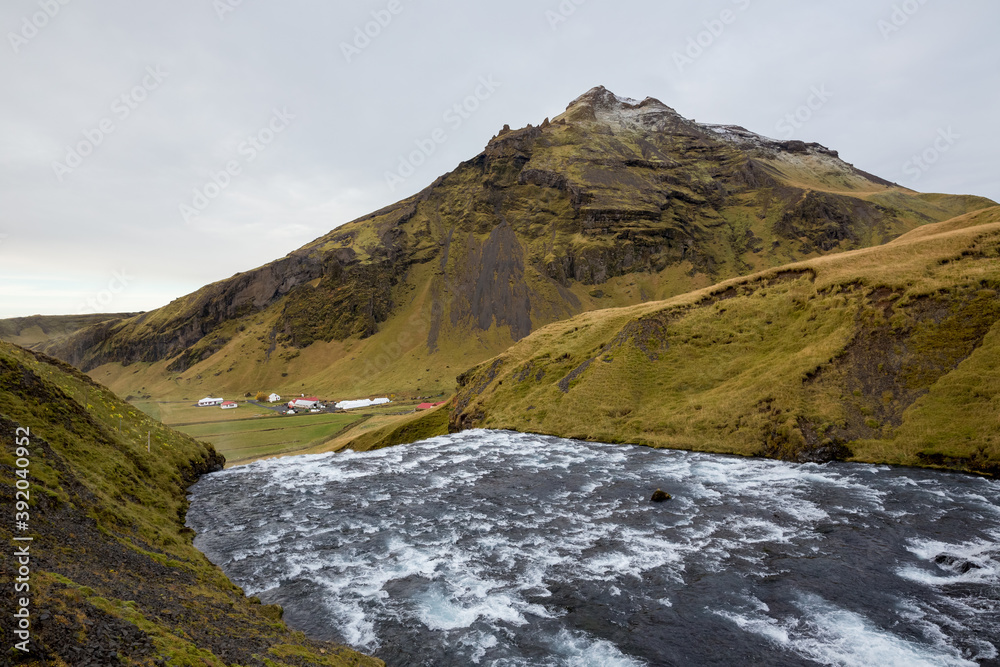 Top view from Skógafoss waterfall, Iceland Top view from Skógafoss waterfall, Iceland