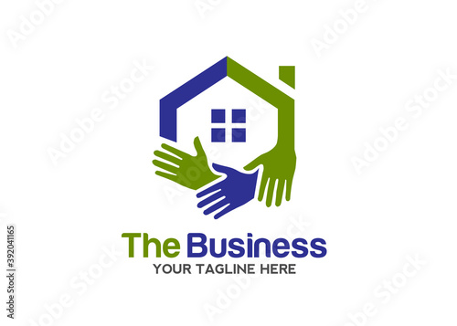 Home Care Logo Template Design Vector, hand and house logo vector