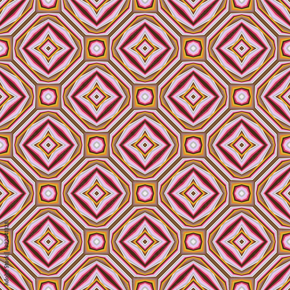 Geometric seamless pattern, abstract colorful background, fashion print with small shapes, vector texture for textile, fabric, wallpaper, wrapping paper.