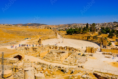 Ancient Roman ruins in the city of Jerash, Jordan
