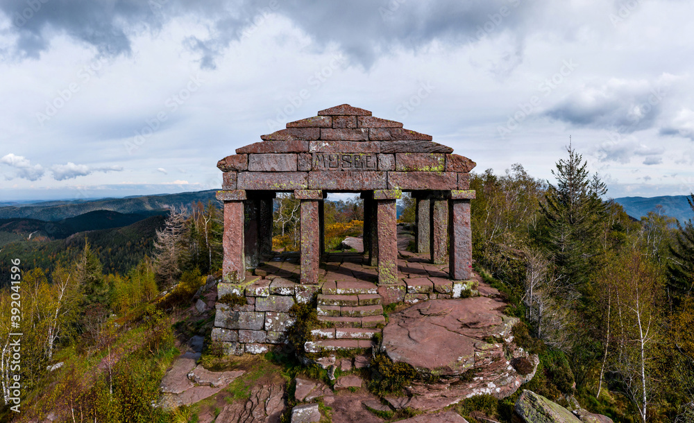 Monument on the Donon mountain peak in the Vosges. Historic sacred place where the rituals of the Celts and Proto-Celts took place. Monument on the Donon mountain peak in the Vosges. Historic sacred place where the rituals of the Celts and Proto-Celts took place.