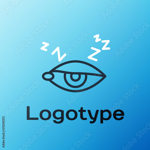 Line Insomnia icon isolated on blue background. Sleep disorder with capillaries and pupils. Fatigue and stress. Colorful outline concept. Vector.