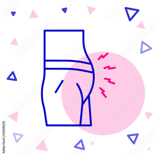 Line Abdominal bloating icon isolated on white background. Constipation or diarrhea. Colorful outline concept. Vector.