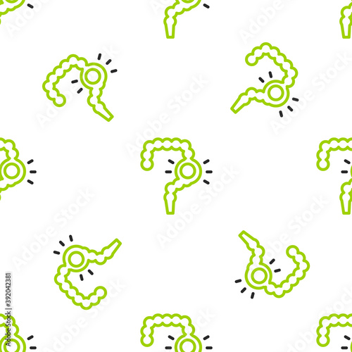 Line Gut constipation icon isolated seamless pattern on white background. Bowel problems. Vector.