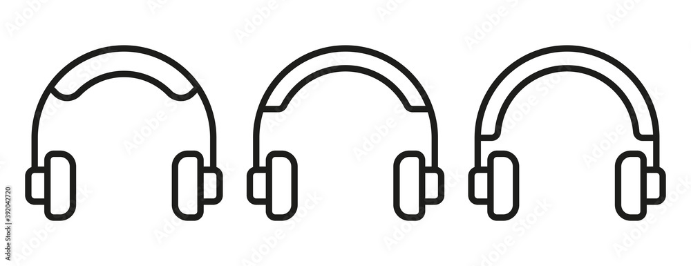 Set of headphone icons. Vector outline icons Set of headphone icons. Vector outline icons