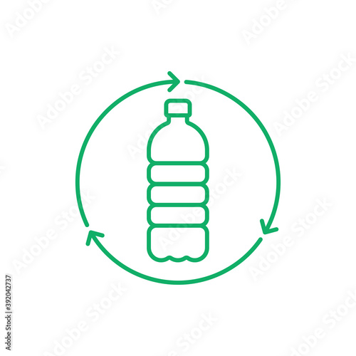 Recycle plastic bottle icon or logo design. Bottle with recycle symbol. Vector outline icon