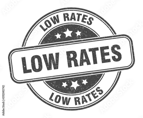 low rates stamp. low rates label. round grunge sign