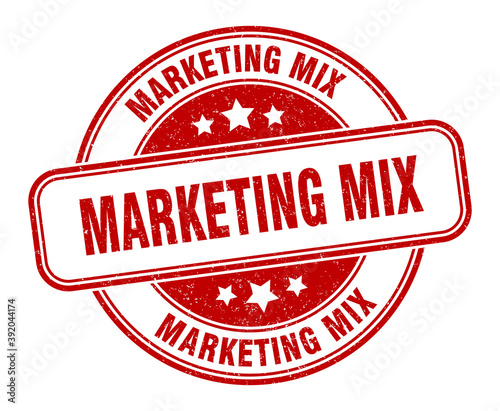 marketing mix stamp. marketing mix label. round grunge sign