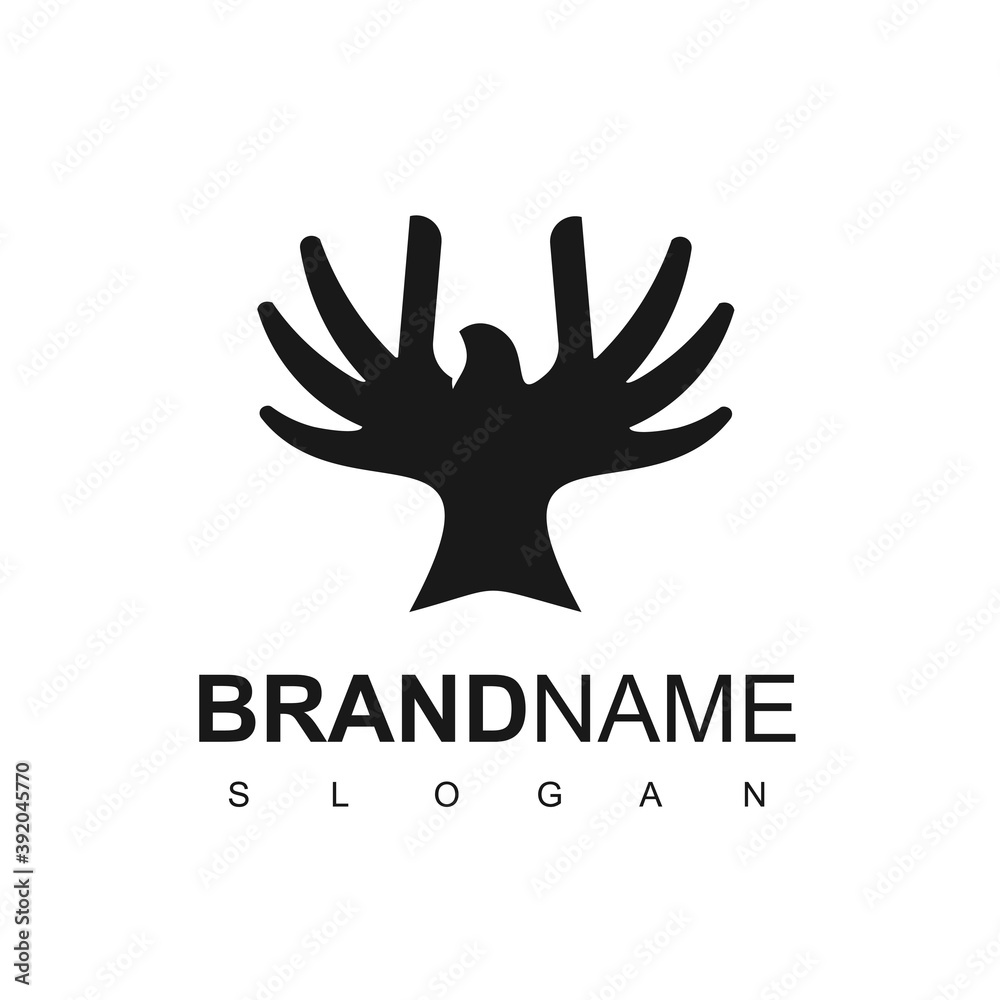Fototapeta premium Bird, Eagle Logo Template With Hand Symbol